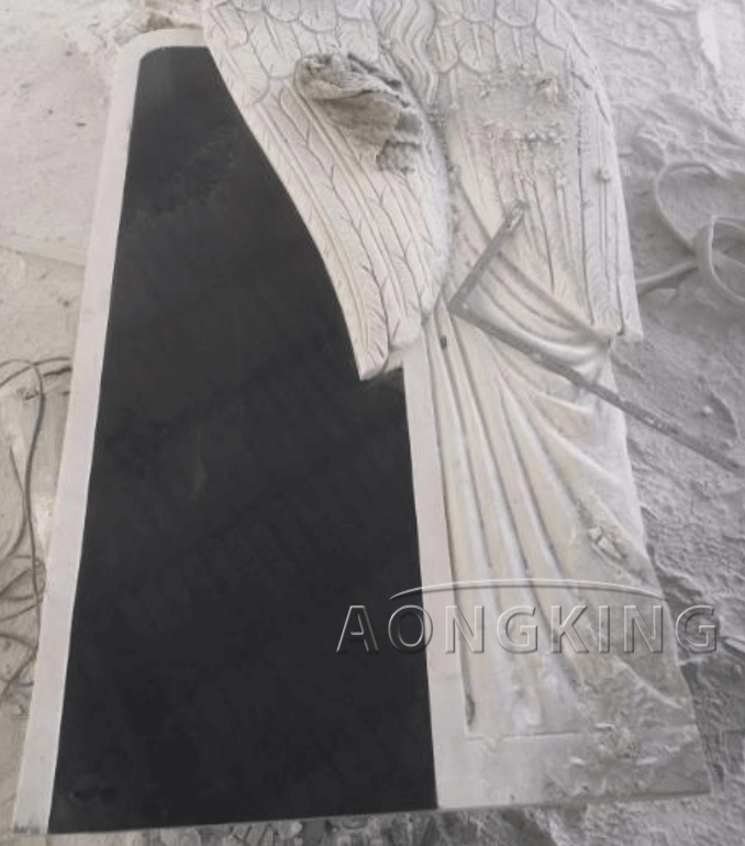 Black Granite angel tombstone