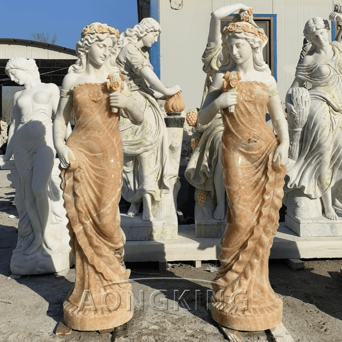 CREAM JADE season lady statues
