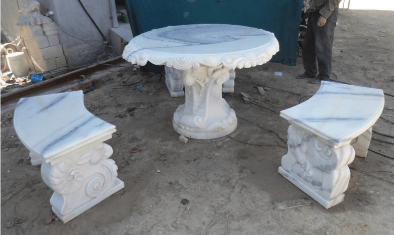 Local Natural White Marble chair and table