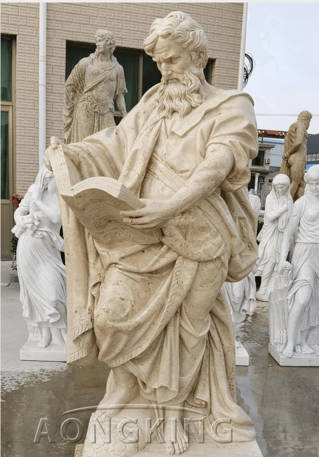 Rome TRAVERTINE Marble st. gospel writer statue