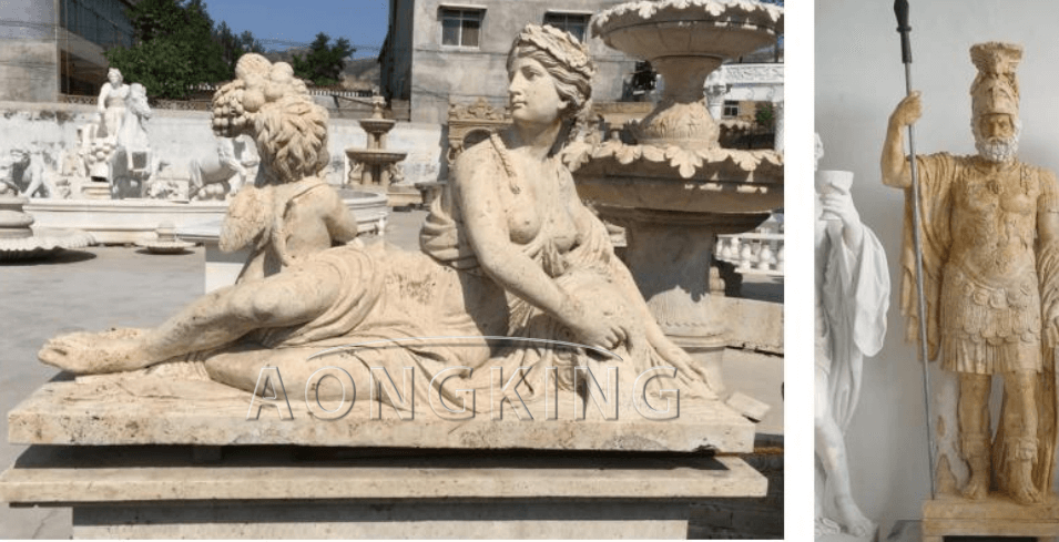 Yellow TRAVERTINE Marble famous statues