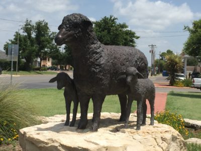 bronze sculpture sheep