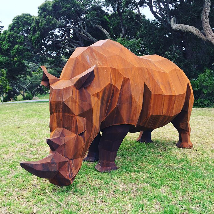 corten steel Animal rhinoceros geometric statue