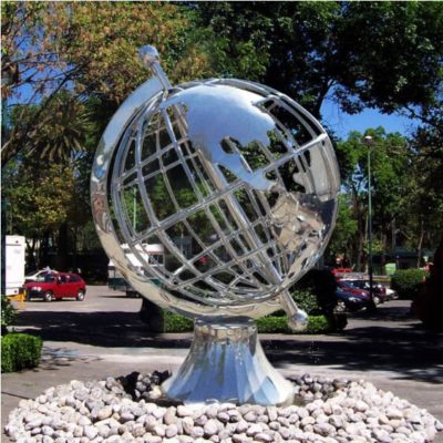 stainless steel globe sculpture