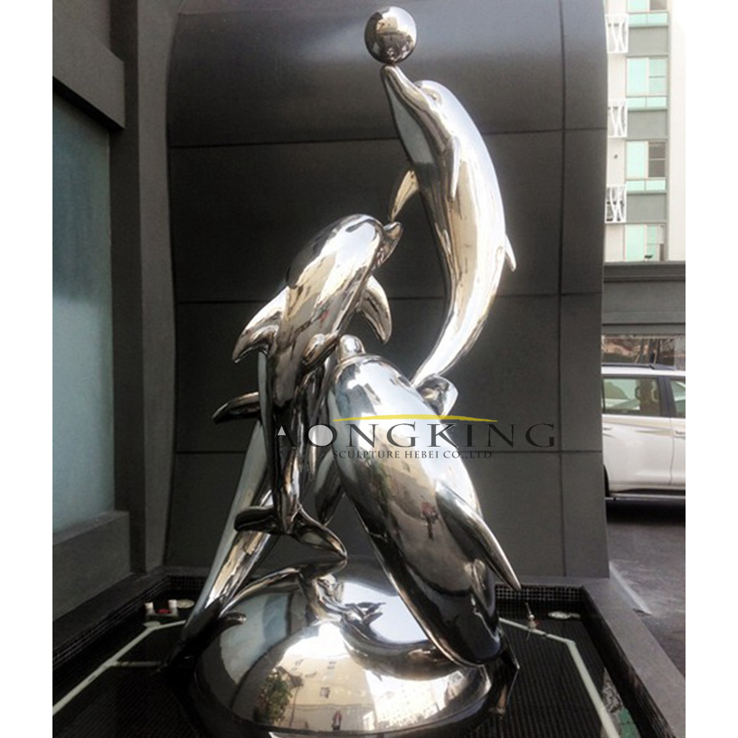 dolphin sculpture stainless steel