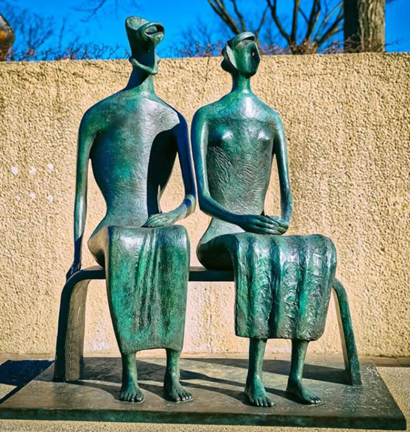 bronze sculpture woman man