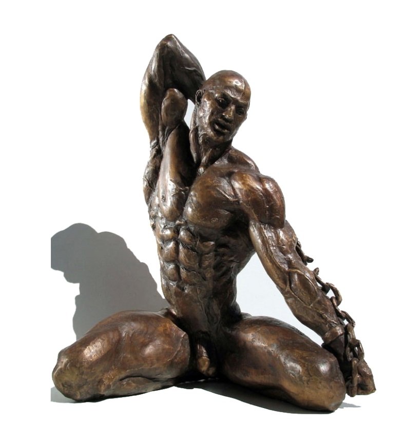 man sculpture nude bronze