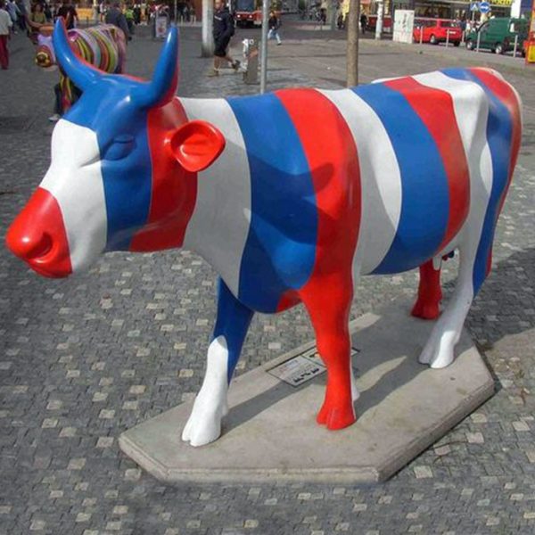 colorful cow fibrglass statue
