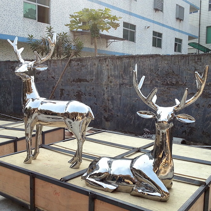 silver deer sculpture