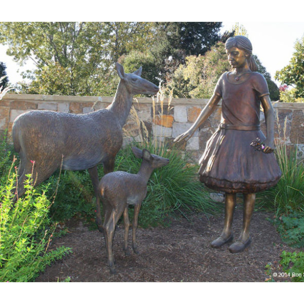 girl doe fawn statue