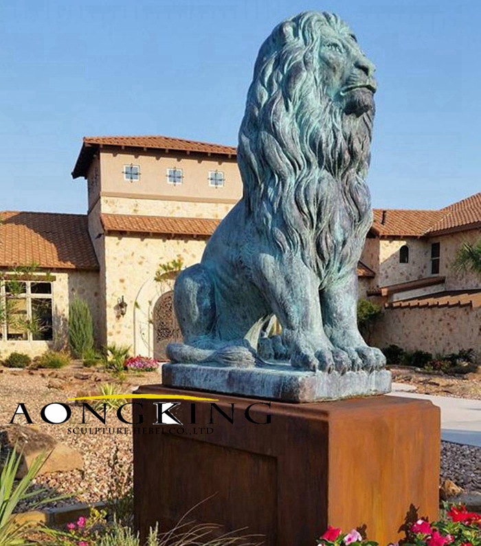 Copper lion sculpture