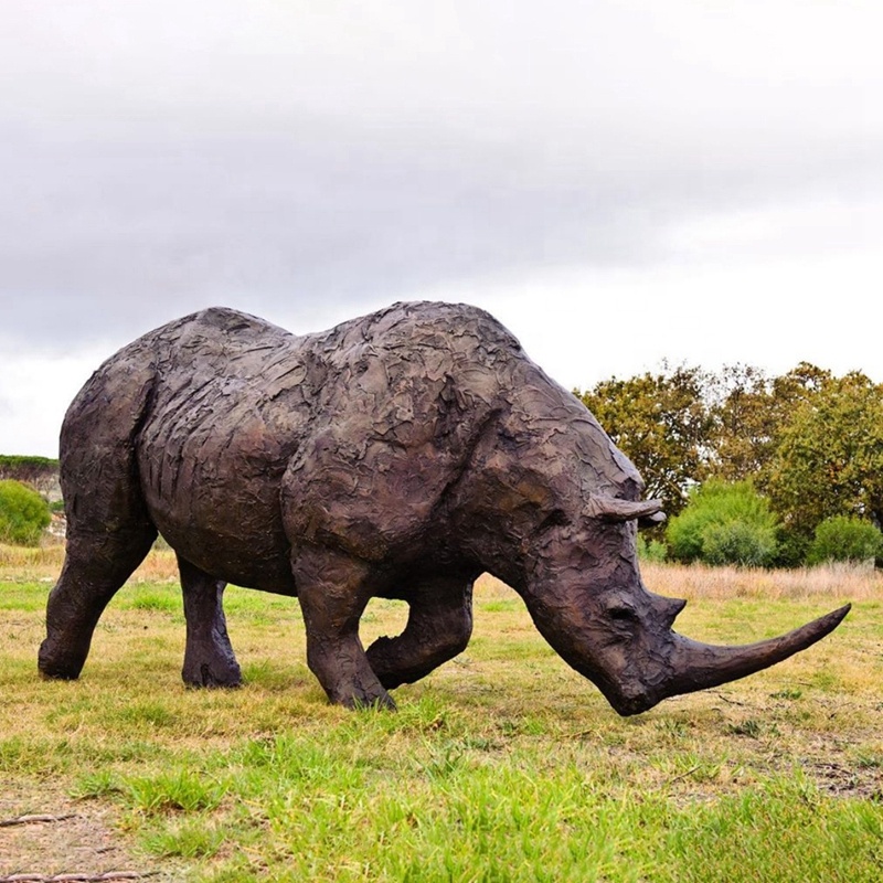 Grass rhinoceros statue