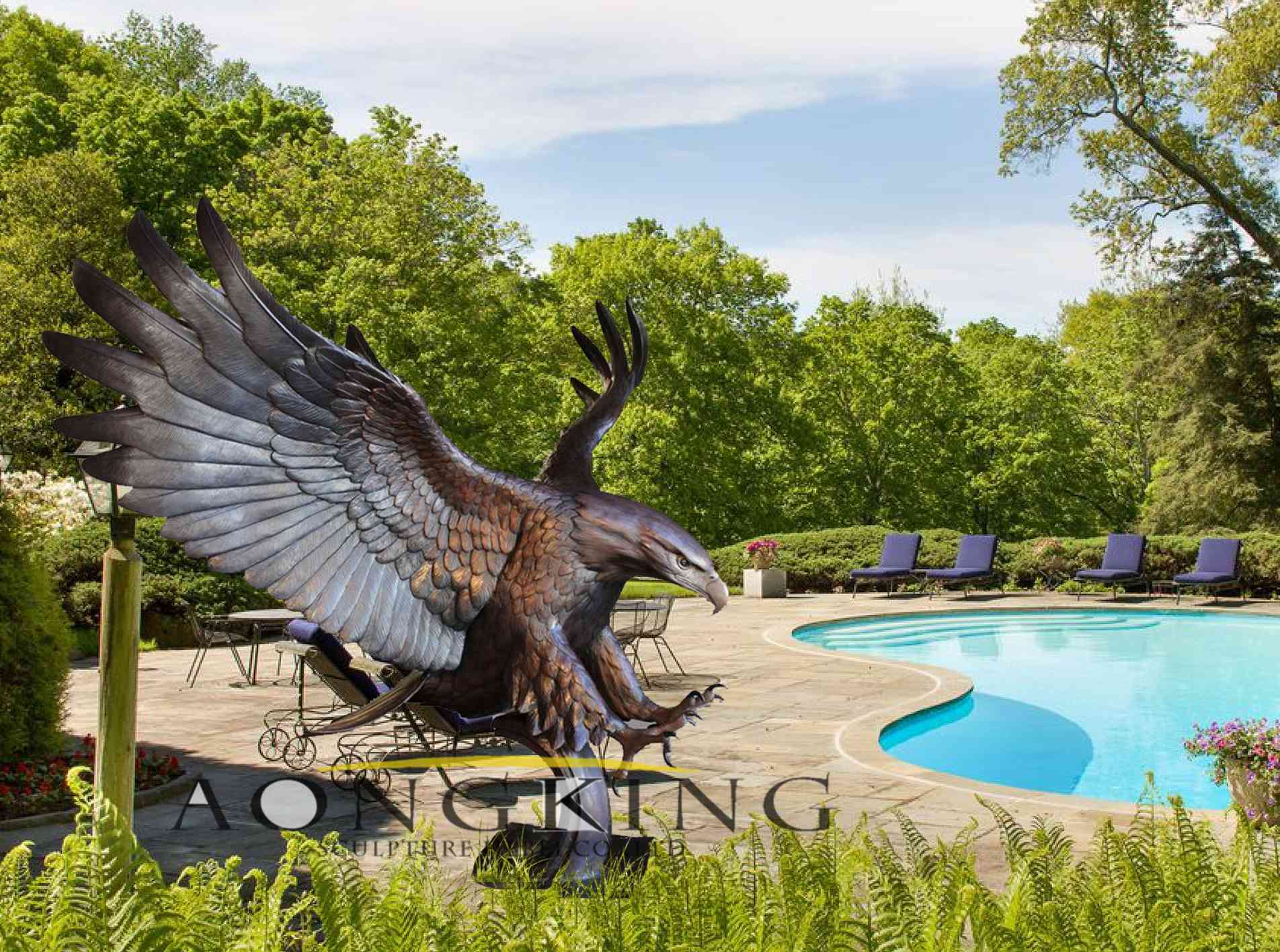 Large outdoor eagle statues