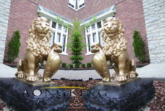 Life size bronze lion statue