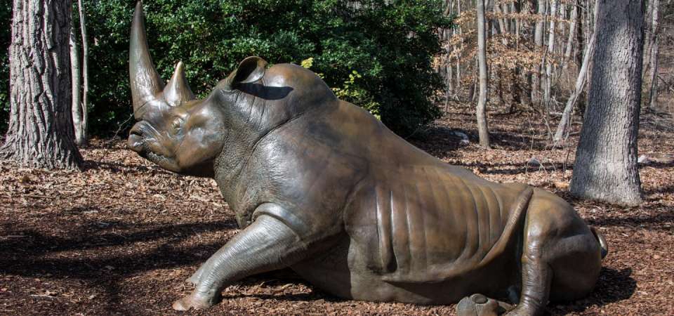 Metal rhinoceros statue