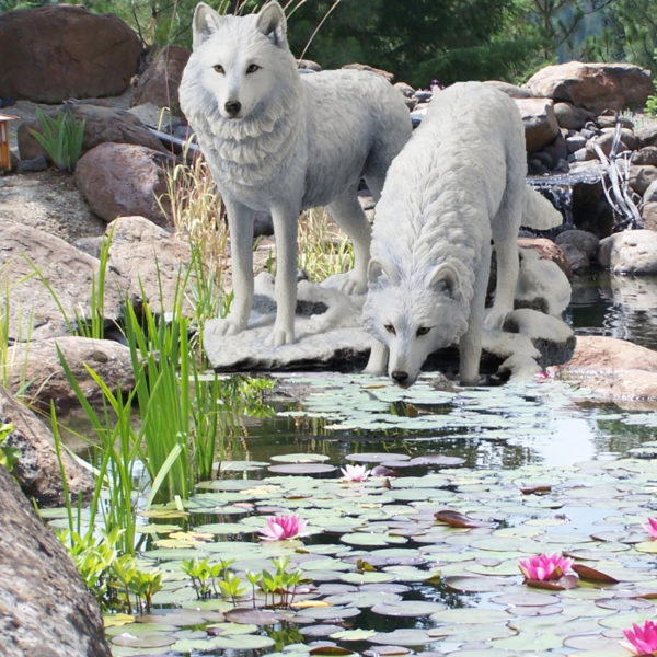 Winter warriors wolf sculpture