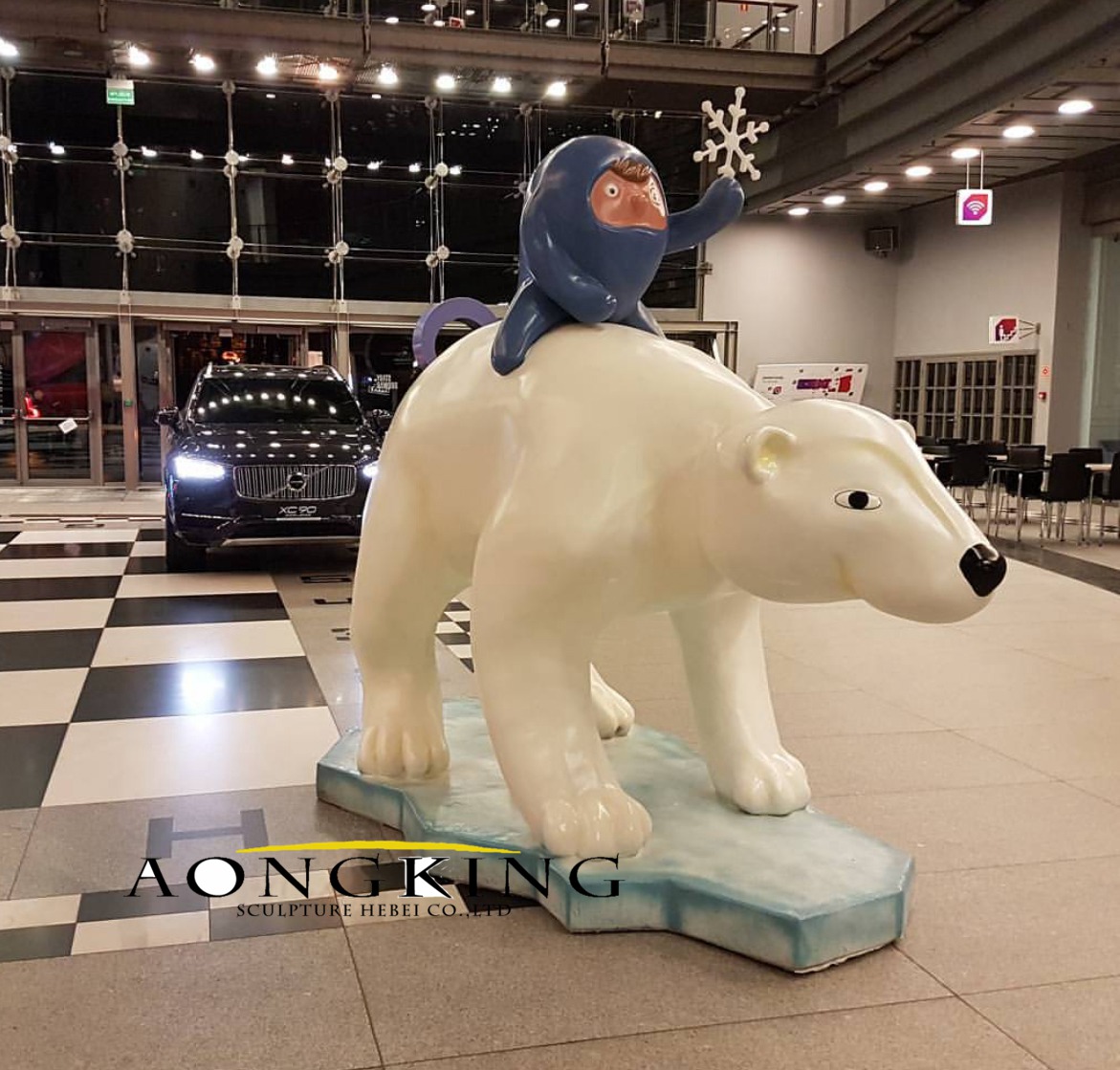 Fiberglass polar bear sculpture