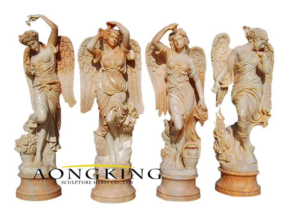 Marble winged goddess statue