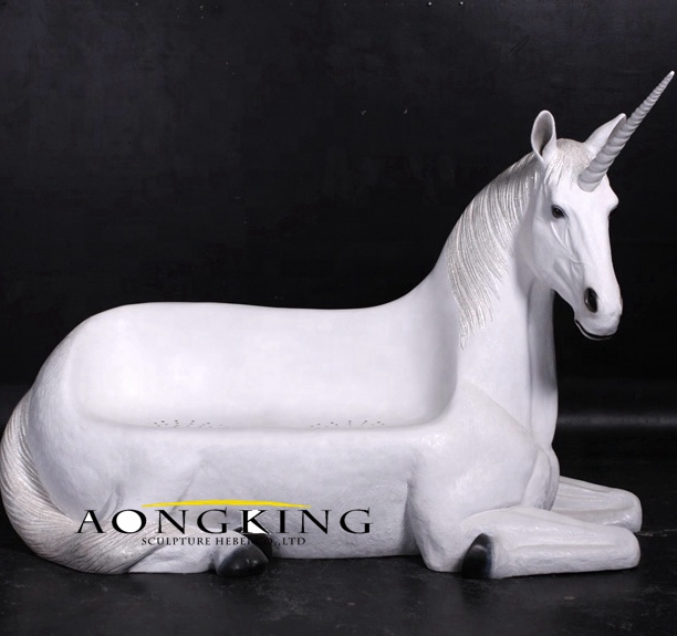 Unicorn fiberglass bench sculpture