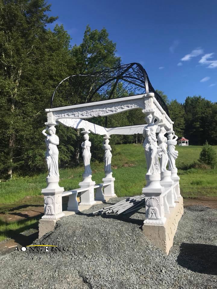 Luxurious rectangle Traditional Greek marble gazebo with Marble base