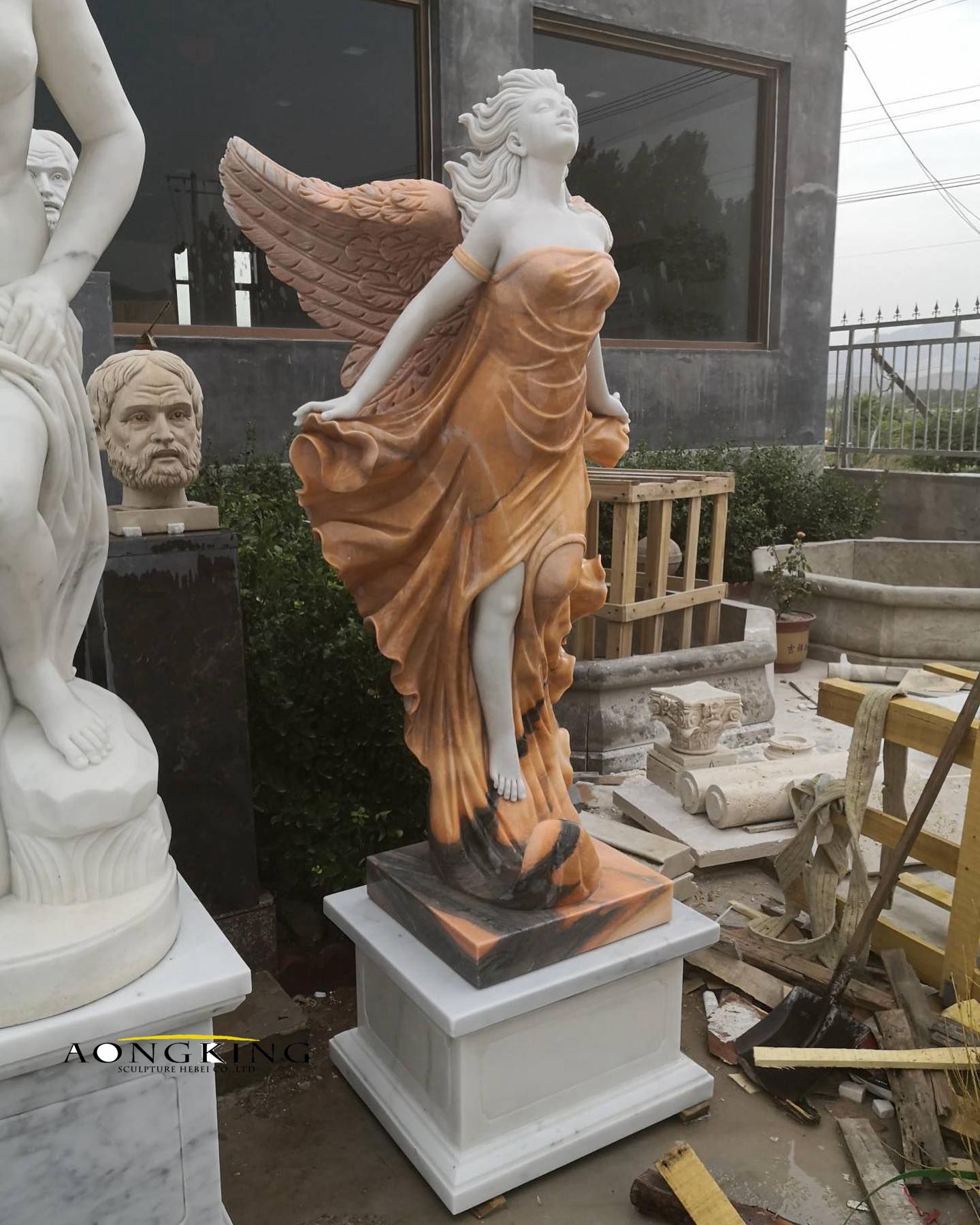 Large marble angel statues