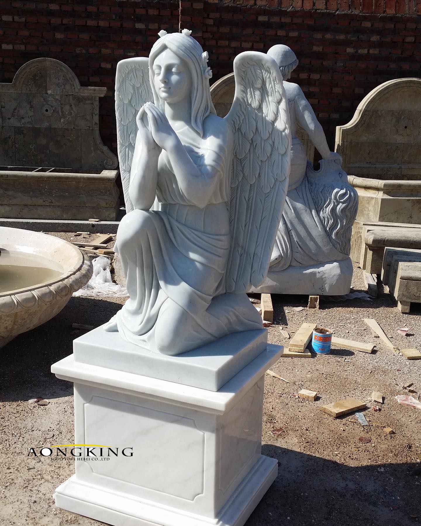 praying Marble angel sculpture