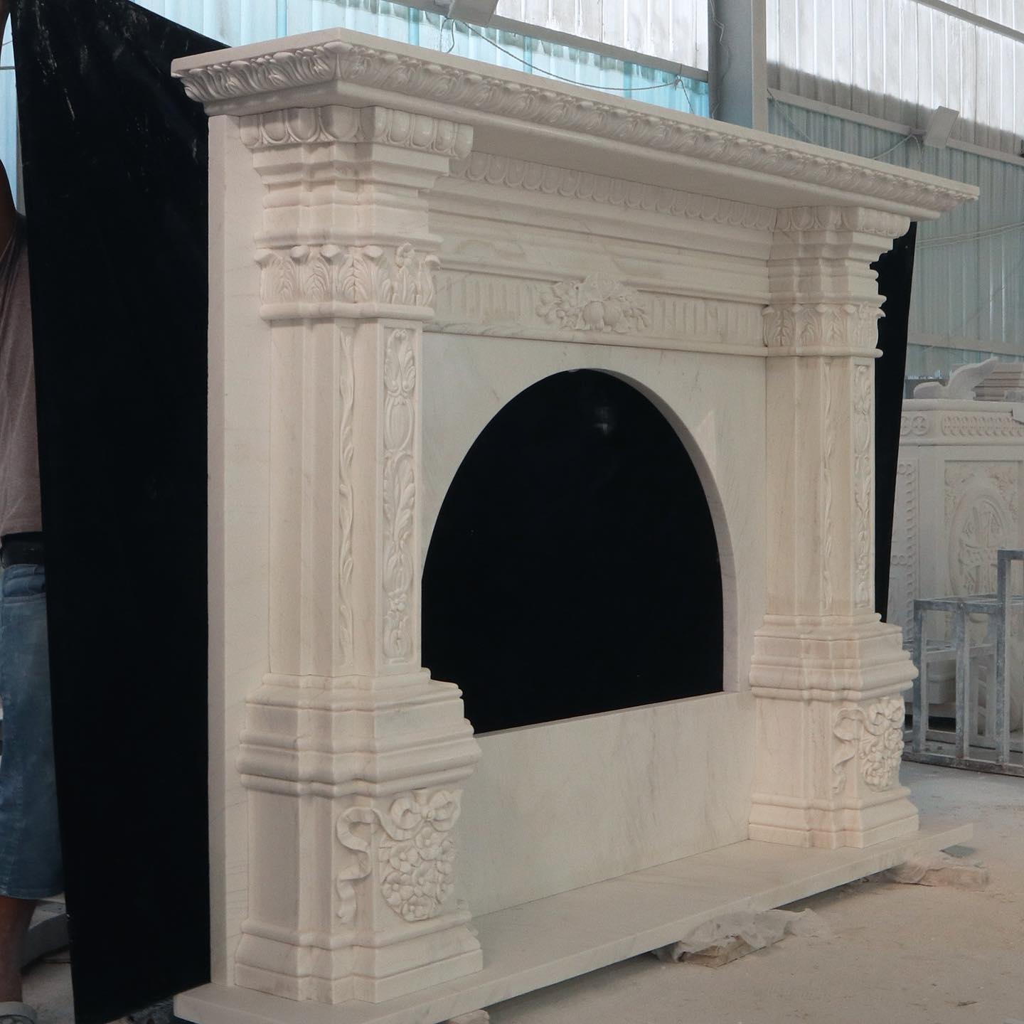 Stone carving sculpture price of fireplace mantel