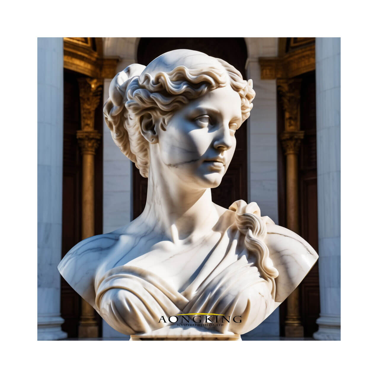 stone bust head Greek female godness statue sculpture