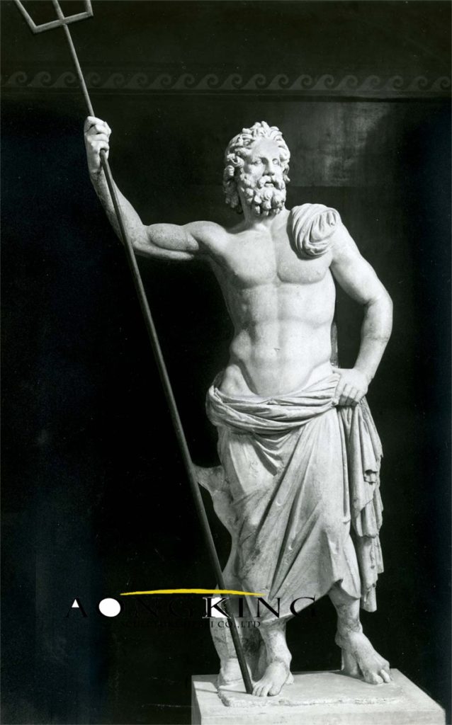 Poseidon marble statue for museum