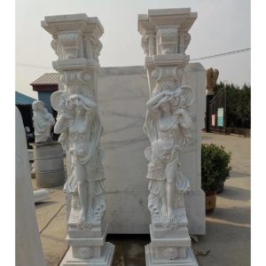 Stone girl column sculpture 