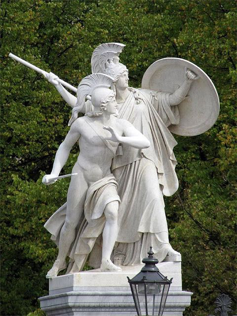 Athena Protects the Young Hero statue