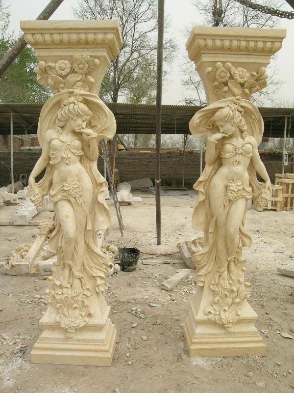 Marble women sculpture pillar