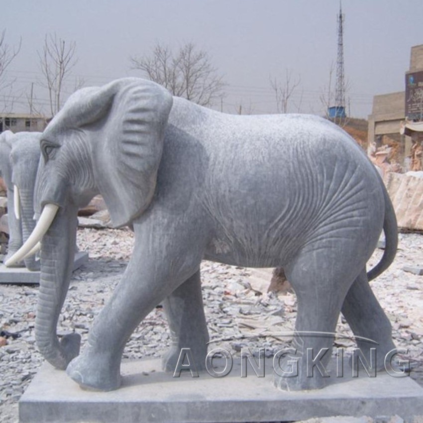 polishing charcoal grey marble Elephant statue