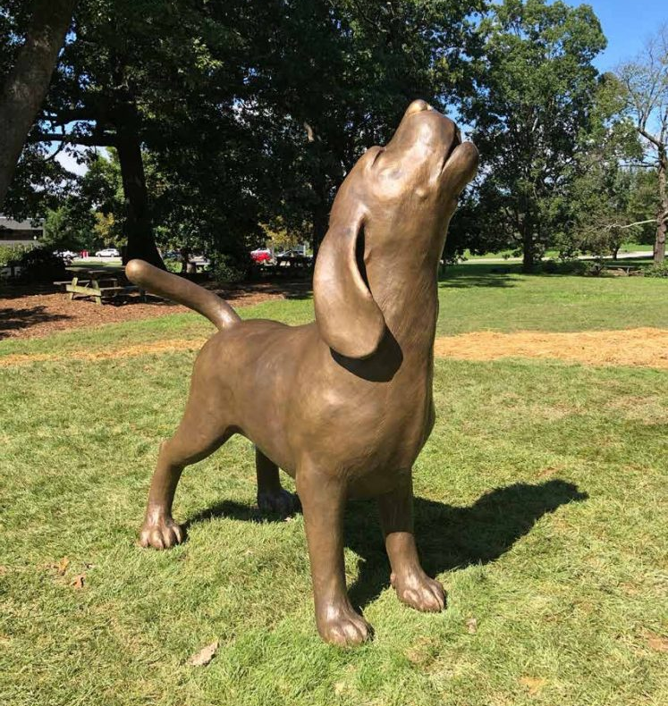 bronze beagle sculpture