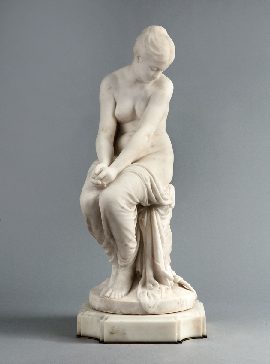 auguste joseph peiffer marble lady sculpture