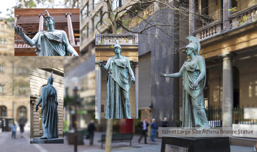 street bronze Athena detail statue