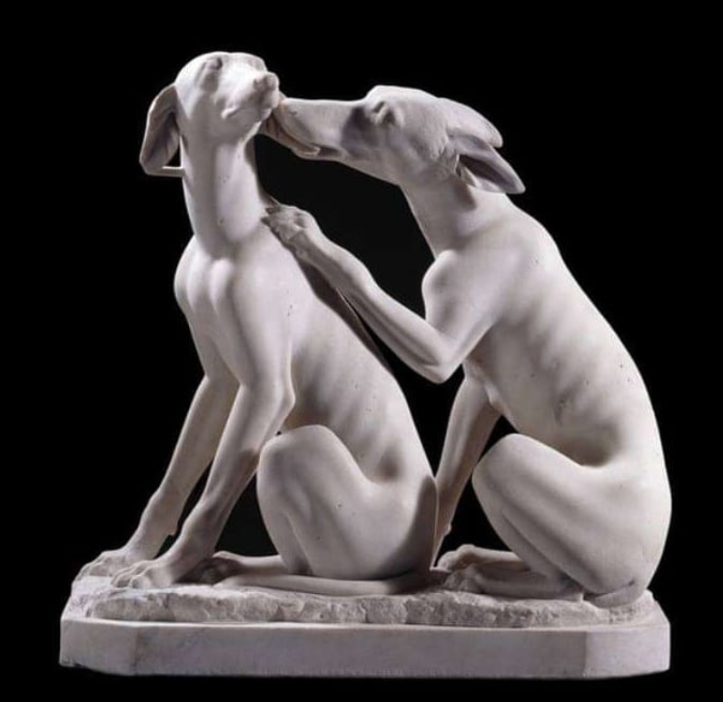 marble roman art of dogs