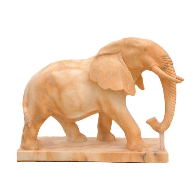 red marble elephant sculpture with base (3)