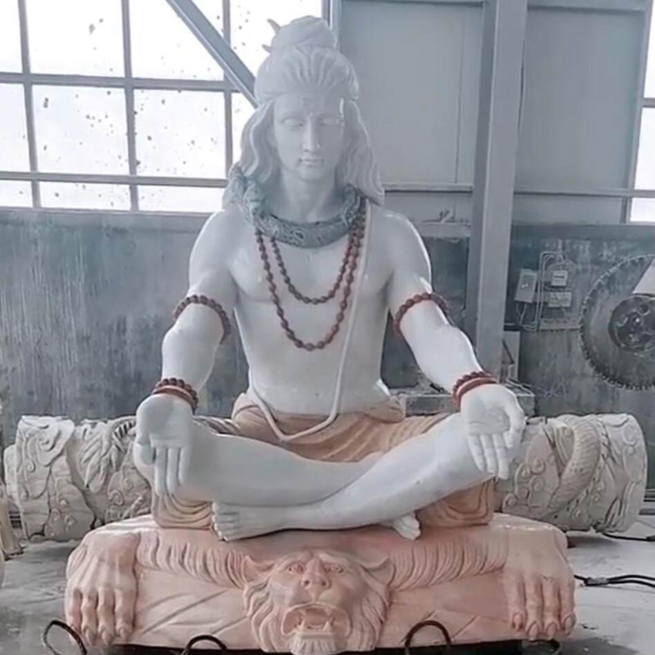red marble shiva statue