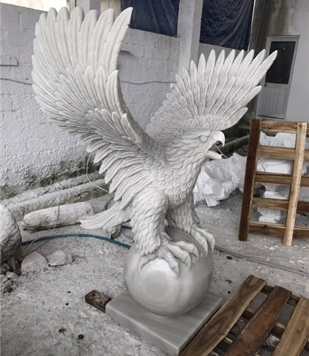 hand carved eagle stone sculpture