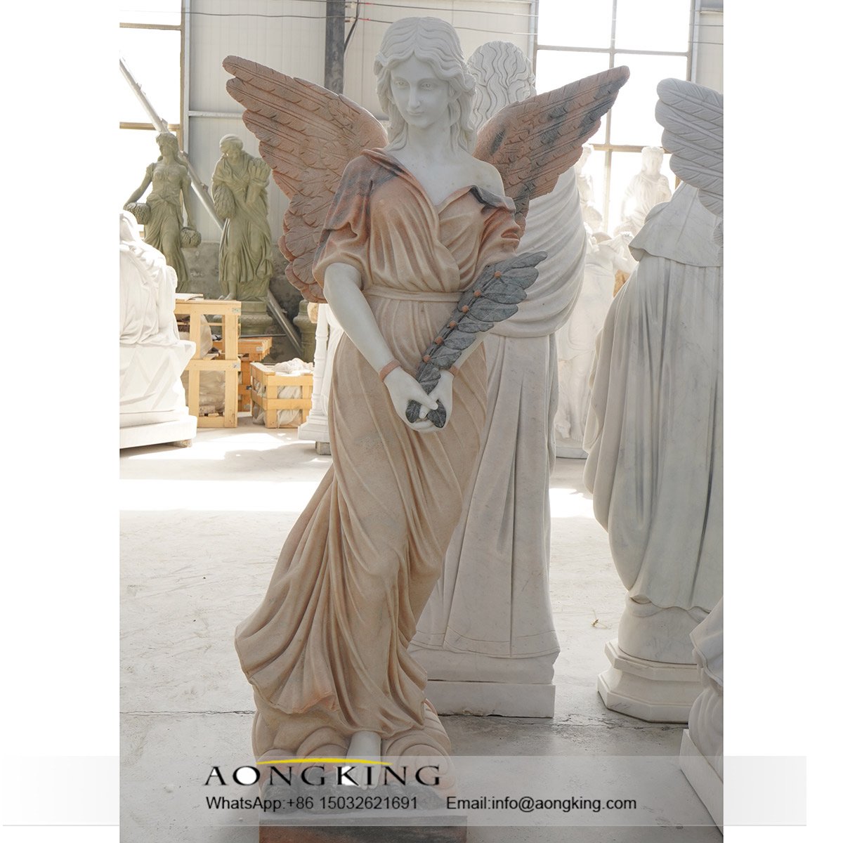 Mourning Angel marble cemetery statue angel memorials