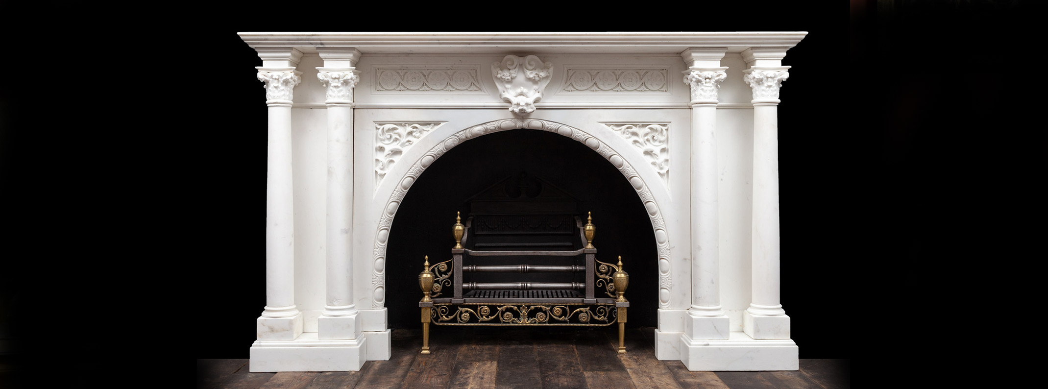 Aongking Carving Department Arched Marble Fireplace Mantel
