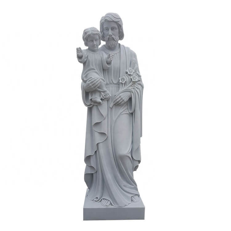 famous religious figures marble saint Joseph holding jesus statue