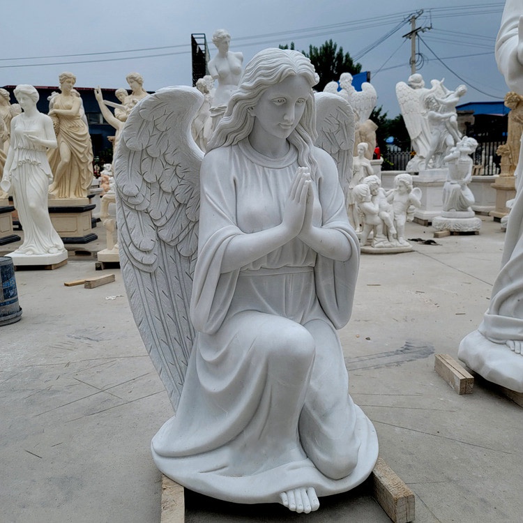 marble kneeling praying angel statue