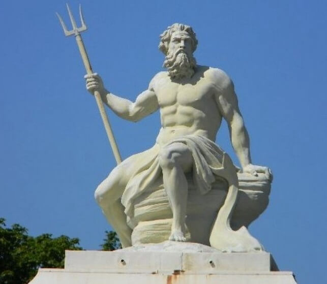 statue of poseidon in water