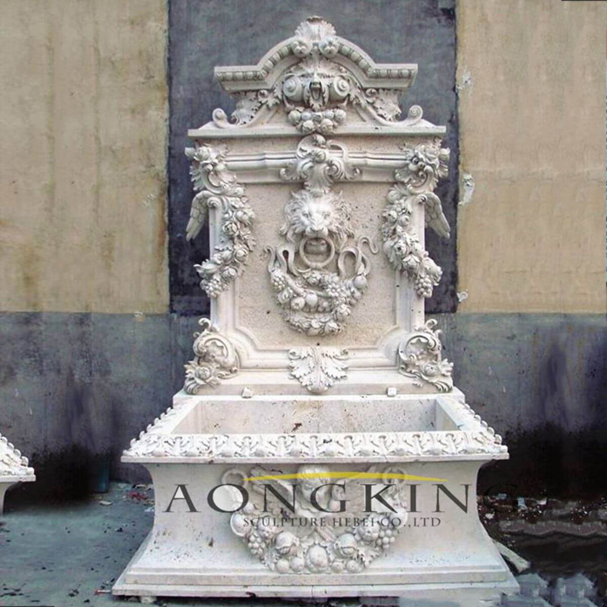 indoor lion wall fountain marble