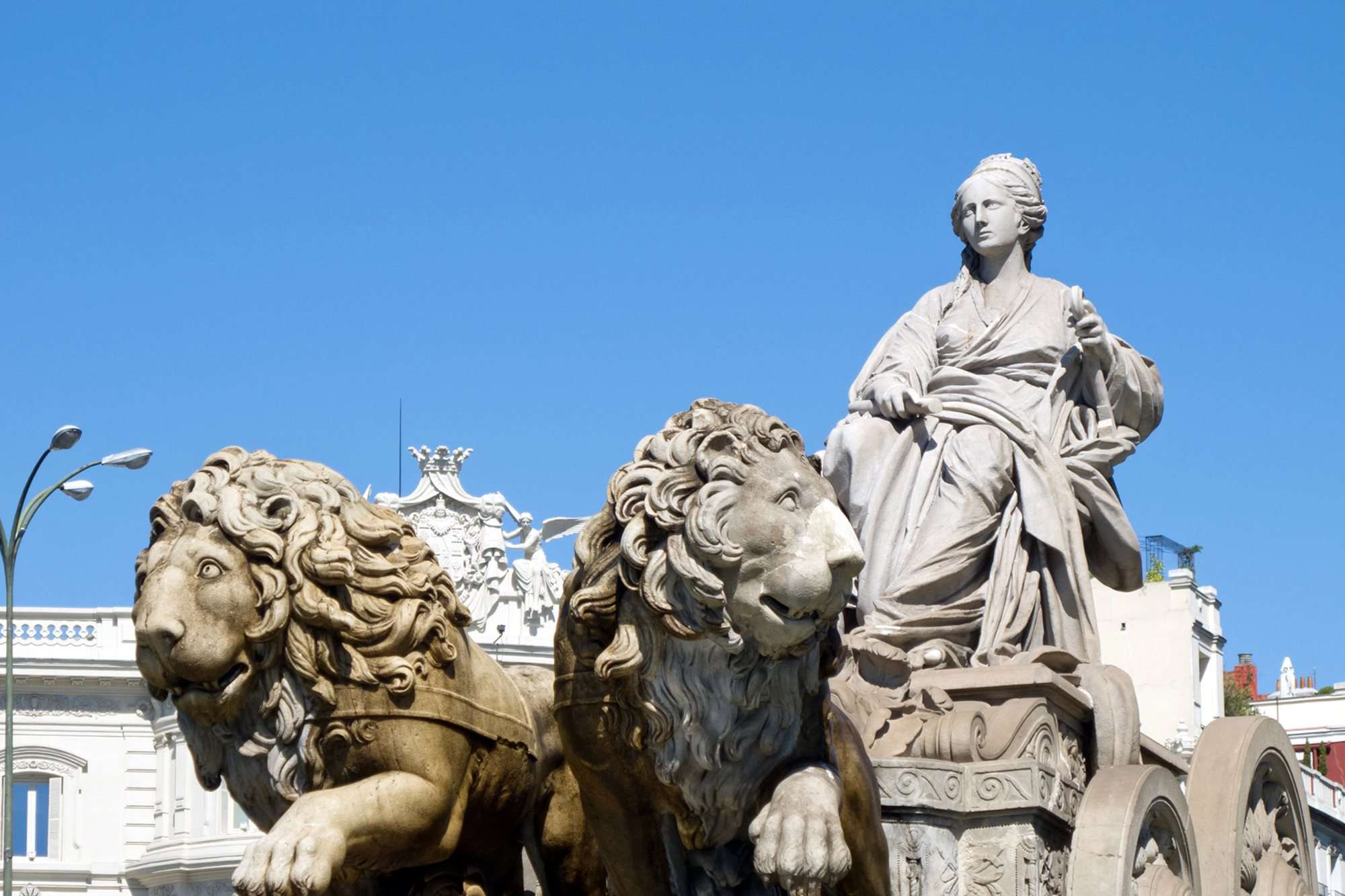 The Greek goddess Cibeles with marble sculptures 