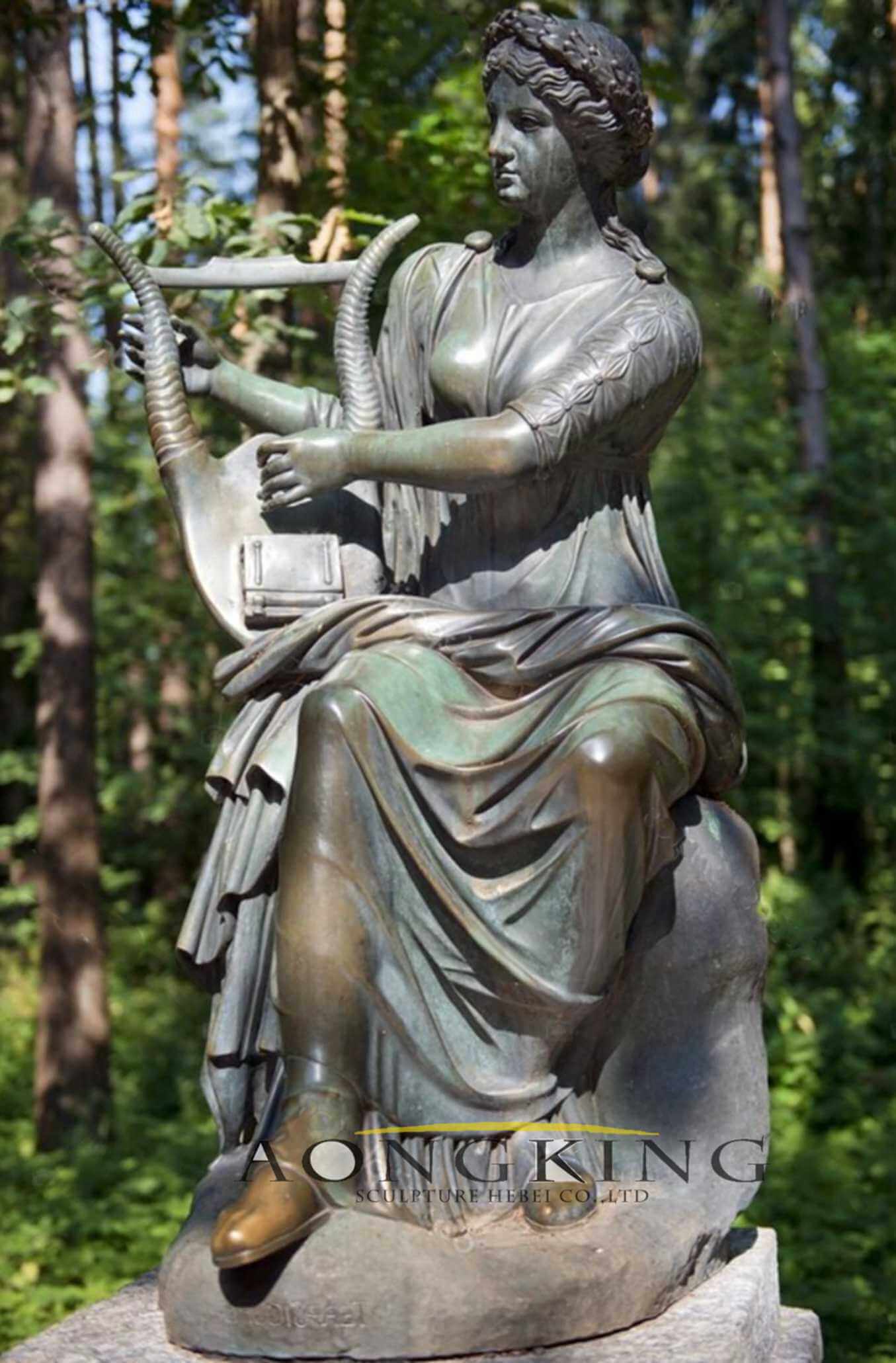 goddess Terpsichore brass sculpture