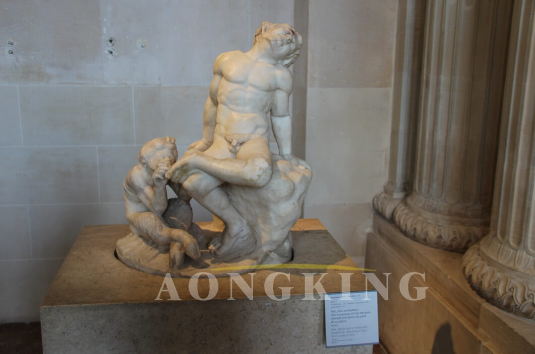 Marble Statue of Pan Removing Thorn from Foot of Satyr 
