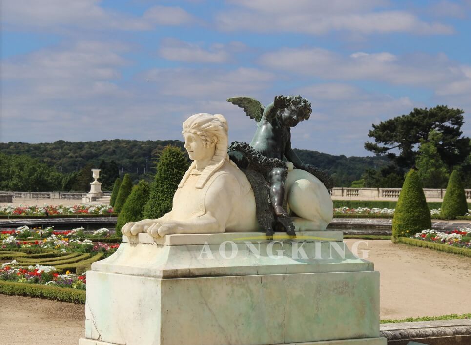 sphinx and cherub water park marble statue